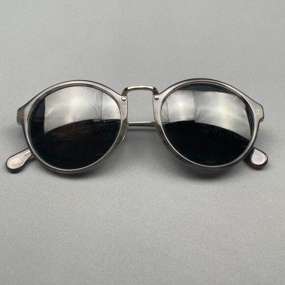 Sunny Patoche Round Sunglasses Gray Frame Wood Arms Unisex Retro - Picture 1 of 7